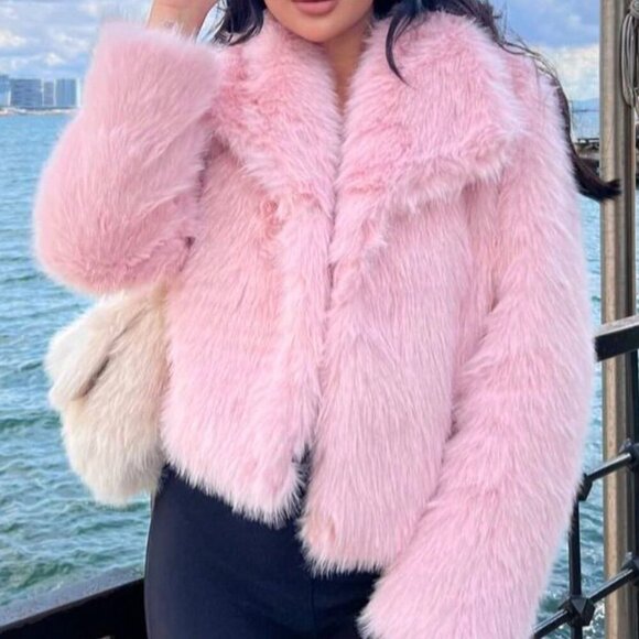 Jackets & Blazers - Pink Women's Casual Luxury Coat Warm Faux Fur Coat